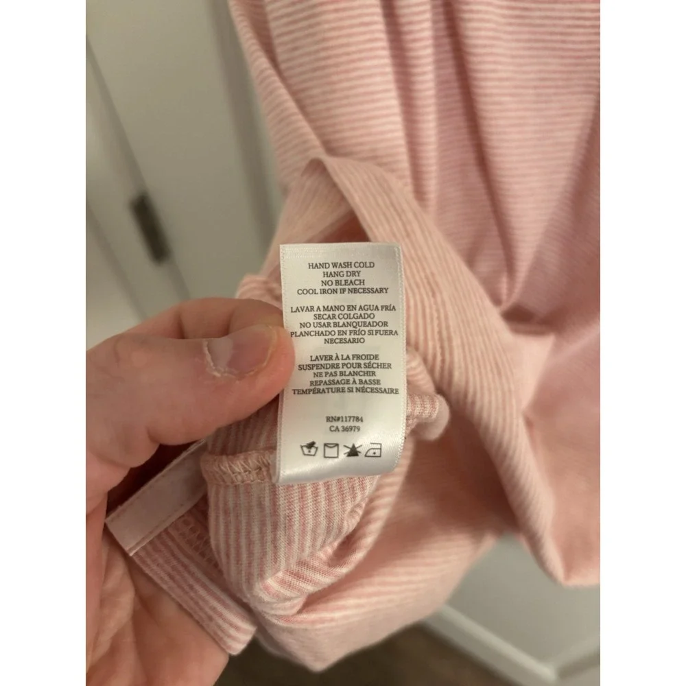 Rails Sebastian Coral Stripe Polo Shirt Mens Large Pink White EUC - Picture 5 of 6